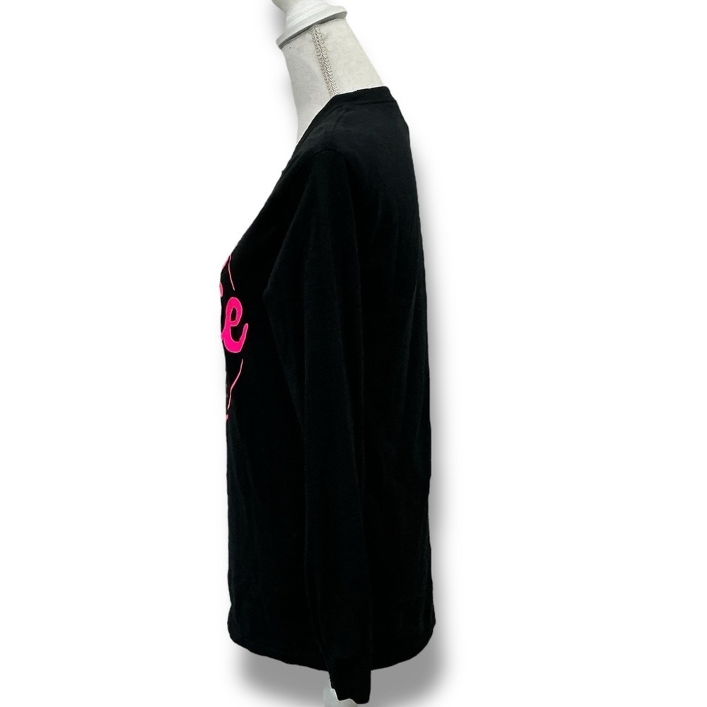 Barbie Jersey Girl Long Sleeve T Shirt Crew Neck Top Black Pink Graphic Small - Picture 10 of 16